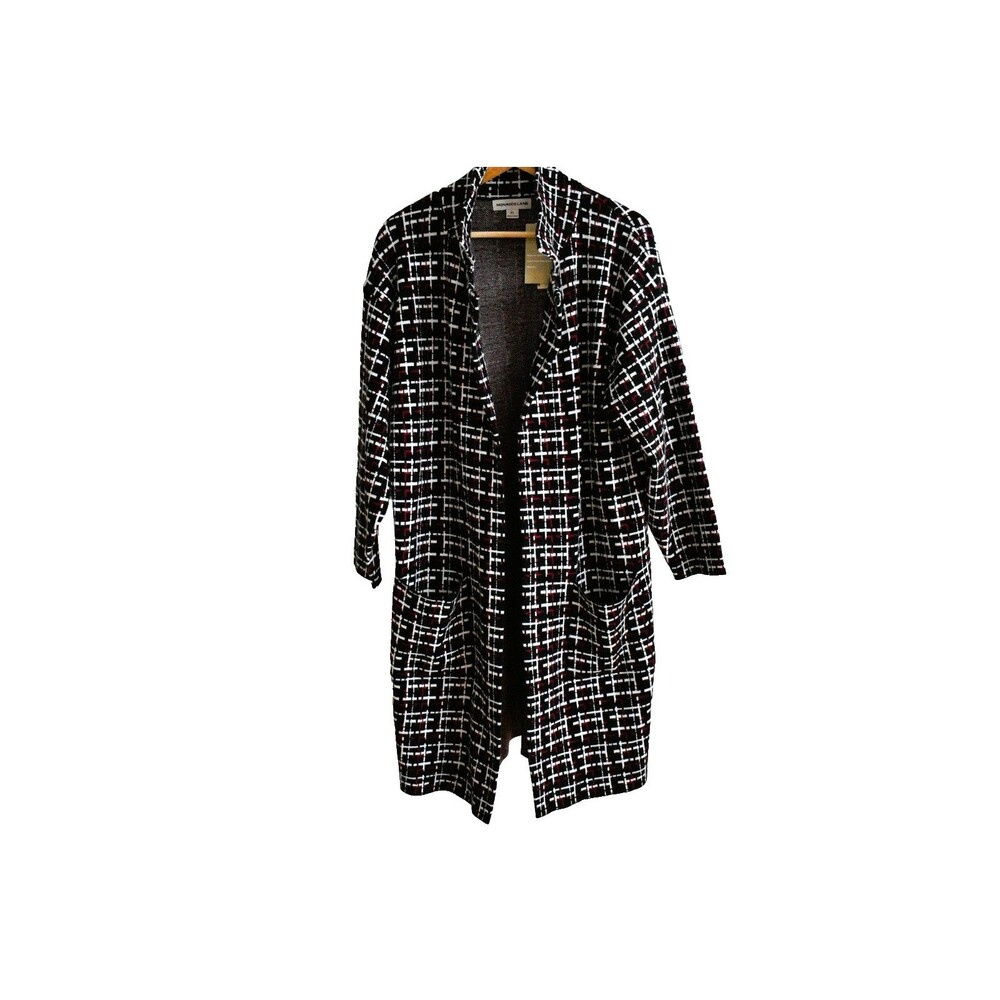 NWT MONACCO LANE Thick Plaid Open Front Longline Duster Cardigan Sweater XLarge